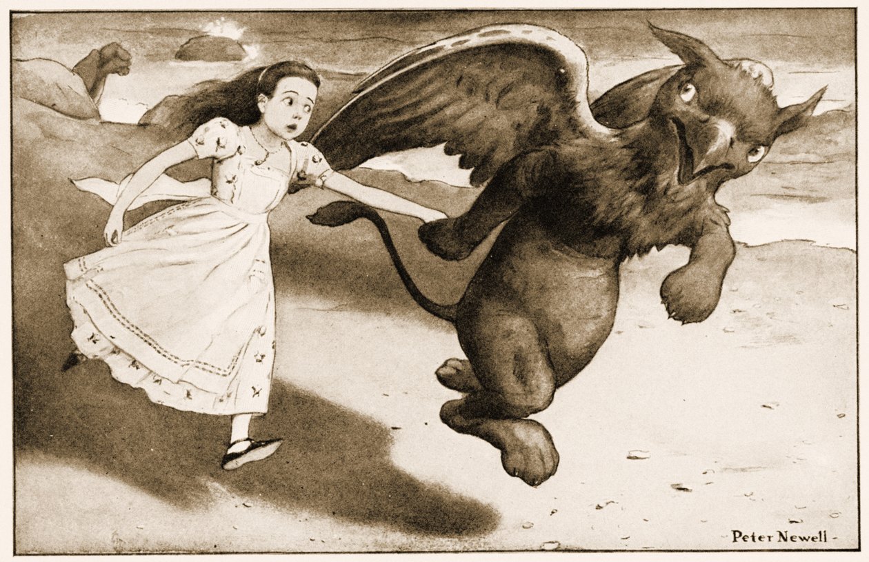 "" Vamos lá! ", Gritou o Gryphon", ilustração de Alice Carroll&39;s "s Adventures in Wonderland, 1901 de Peter Newell