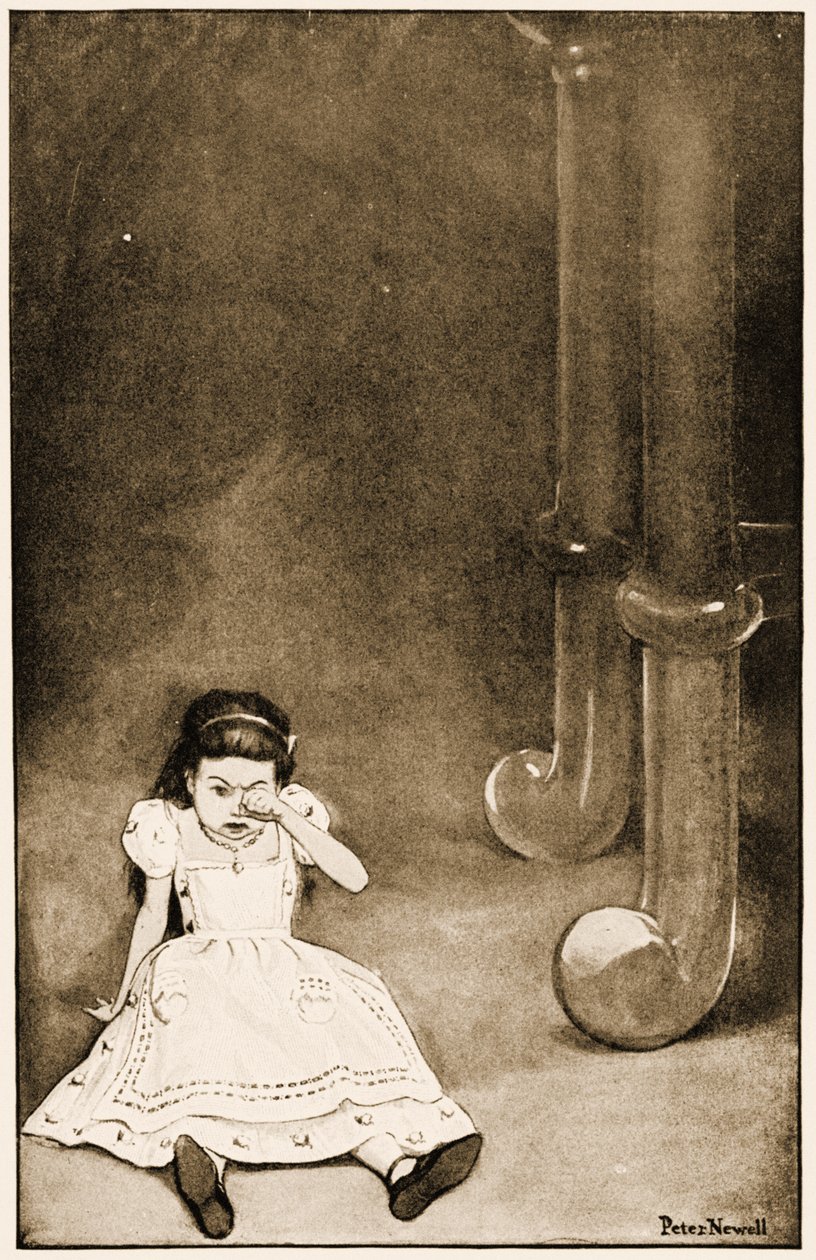 "A pobre coisinha sentou-se e chorou", ilustração para Alice&39;s Adventures, no País das Maravilhas de Lewis Carroll, 1901 de Peter Newell