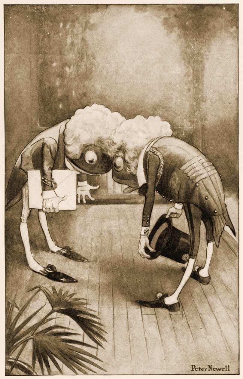"Os dois se curvaram e seus cachos se emaranharam", ilustração para Alice&39;s Adventures, no País das Maravilhas de Lewis Carroll, 1901 de Peter Newell