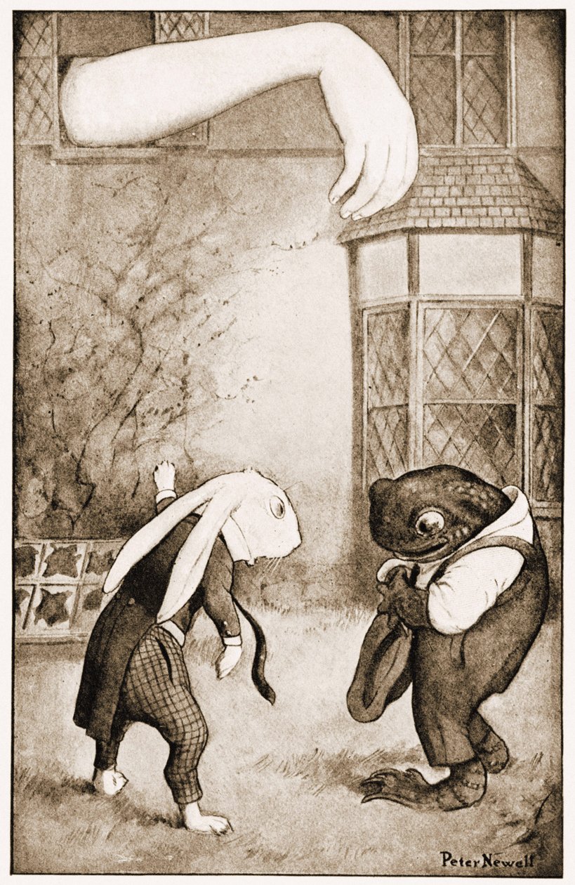 "O que é isso na janela", Ilustração de Alice Carroll "s Adventures" s no País das Maravilhas, 1901 de Peter Newell