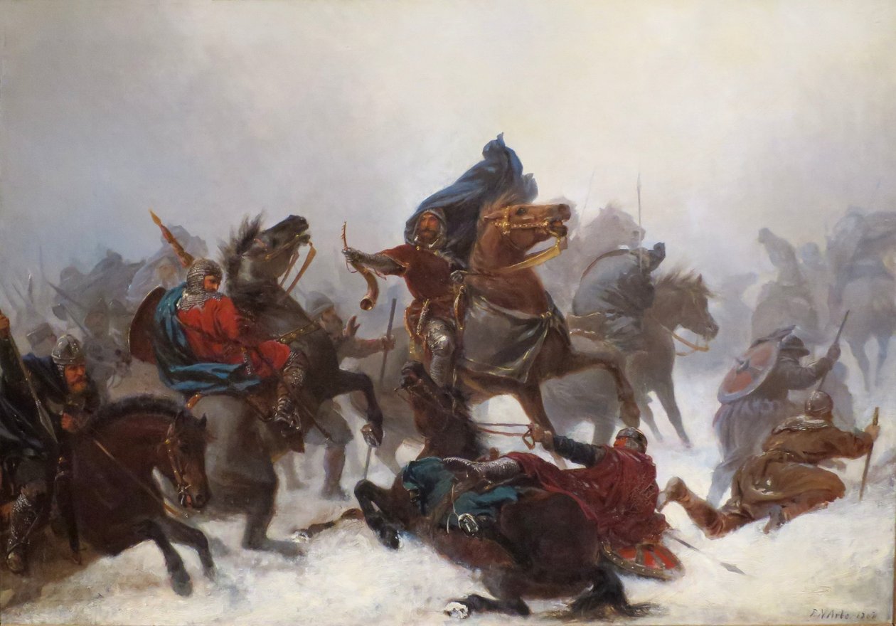 Trem do rei Sverre sobre as montanhas Vossefjell de Peter Nicolai Arbo