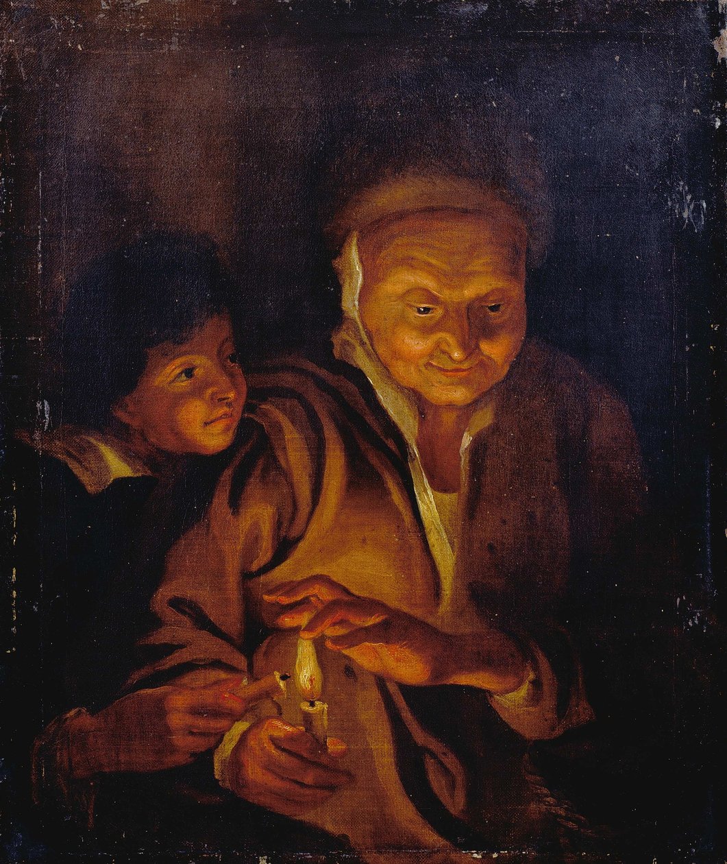 Um, menino, acenda um, vela, de, um, segurado, por, um, mulher velha de Peter Paul Rubens
