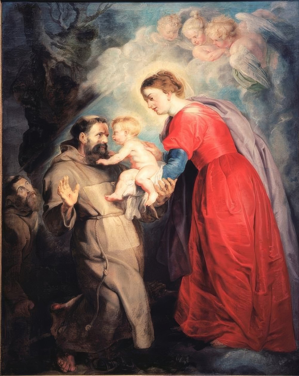 O hl. Francisco recebe o menino Jesus de Peter Paul Rubens