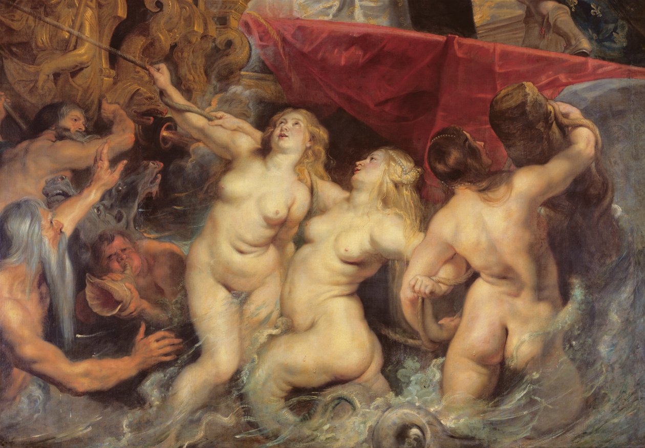 Detalhe das Sereias de "A Chegada de Maria de Médicis em Marselha", 3 de novembro de 1600, 1621-25 (ver 2995) de Peter Paul Rubens