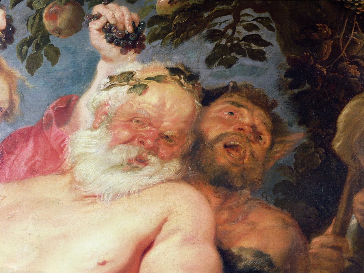 Silenus bêbado apoiado por sátiros, c.1620 (detalhe) de Peter Paul Rubens