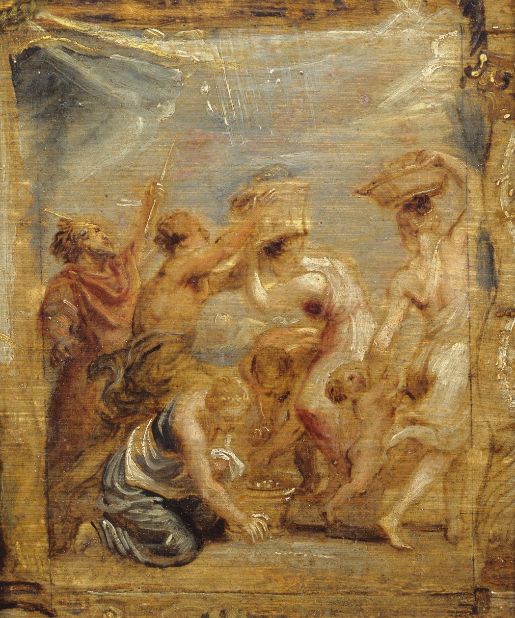 Israelitas reunindo maná, c.1626-28 (óleo sobre madeira) de Peter Paul Rubens