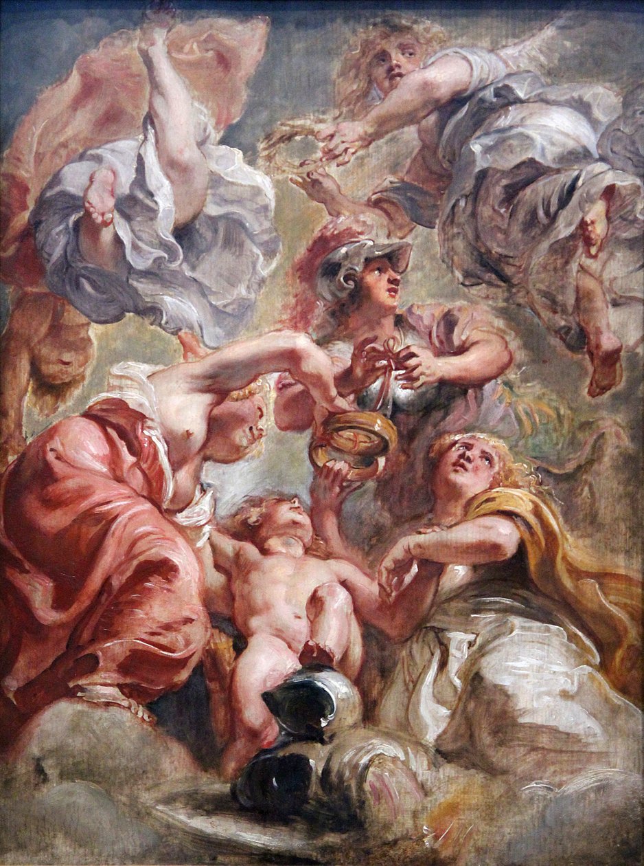 Inglaterra e Escócia com Minerva e Love de Peter Paul Rubens