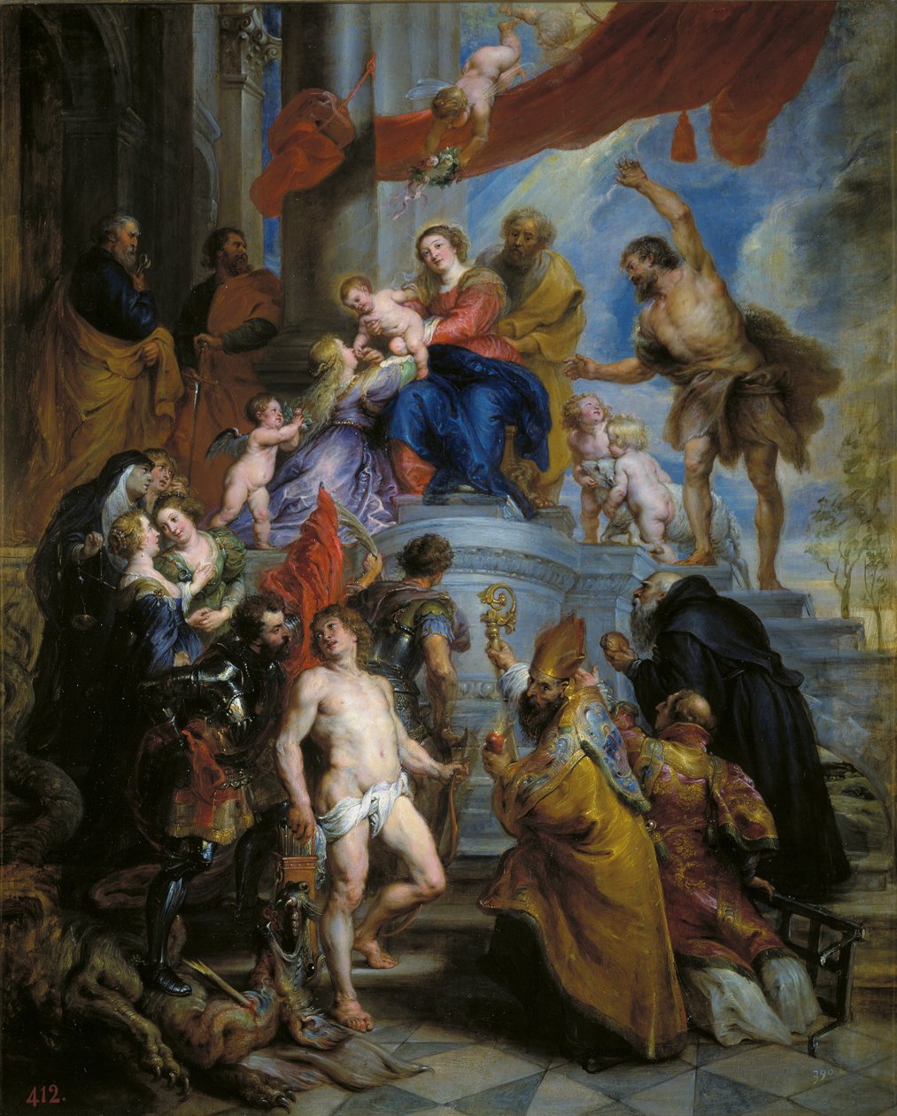 A Sagrada Família rodeada de santos de Peter Paul Rubens