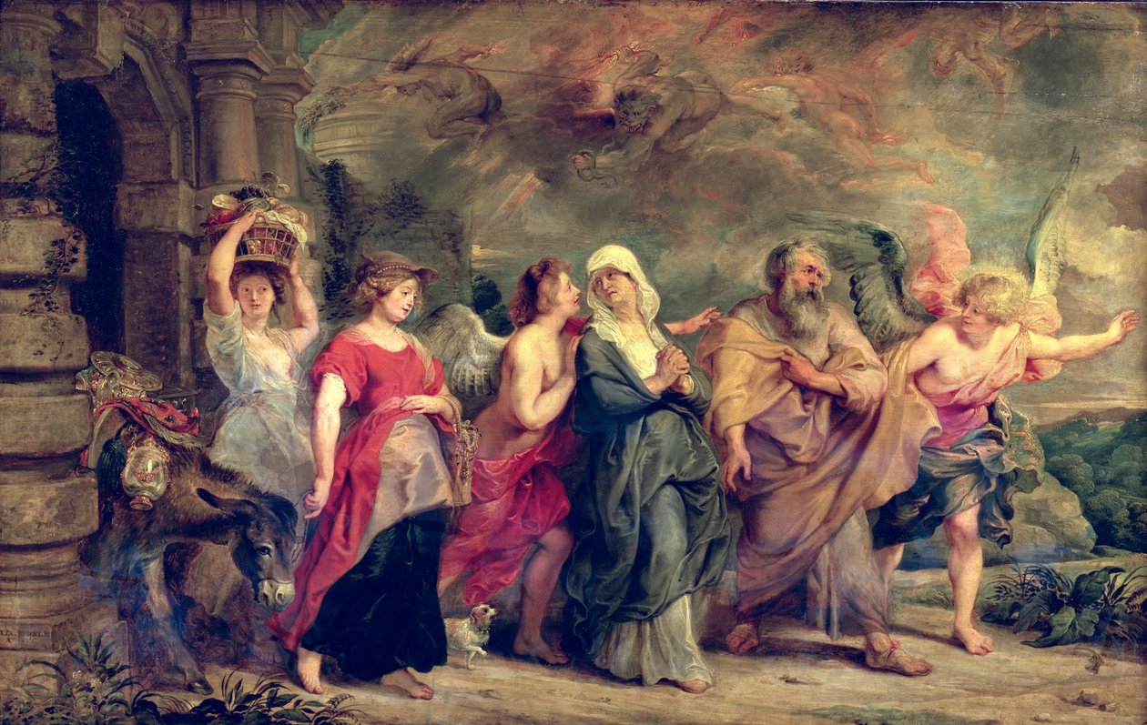 Família de Ló Deixando Sodoma, 1625 de Peter Paul Rubens
