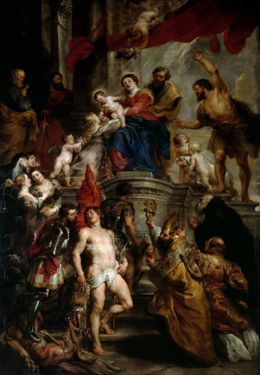 Madonna entronizada com a criança e os santos de Peter Paul Rubens