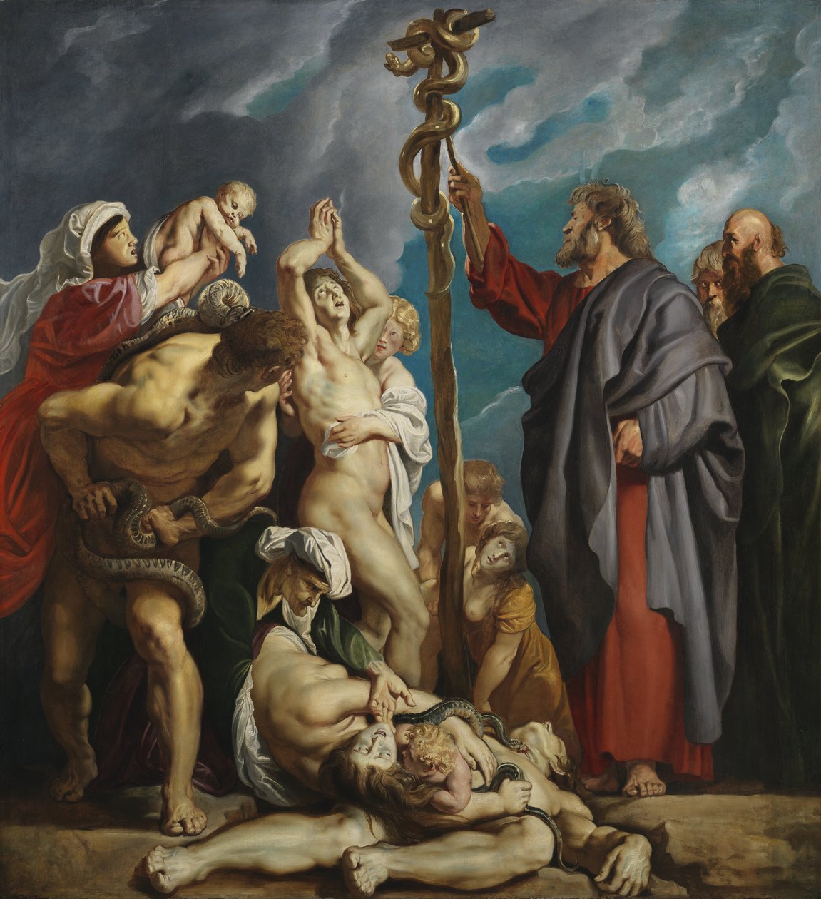 Moisés e a Serpente de Bronze, c.1609-10 (painel) de Peter Paul Rubens