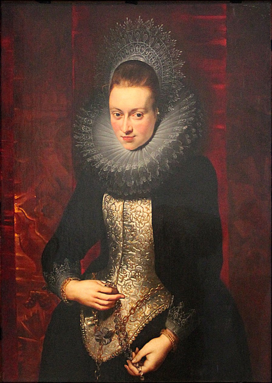Retrato, de, um, mulher jovem, com, um, rosário de Peter Paul Rubens
