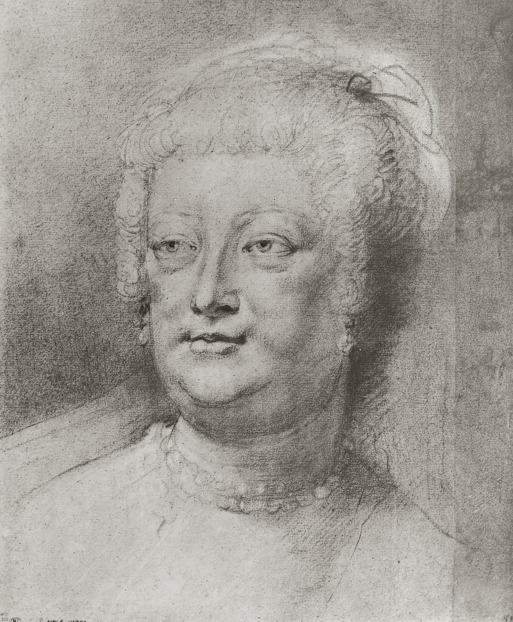 Retrato de Maria de Médicis (1573-1642), 1622 (pierre noire e giz vermelho com destaque branco) de Peter Paul Rubens