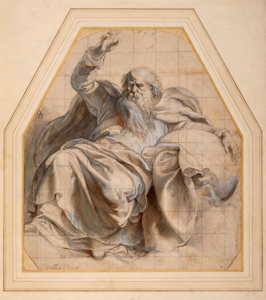 Estudo de Zacchariah (lápis e wc no papel) de Peter Paul Rubens