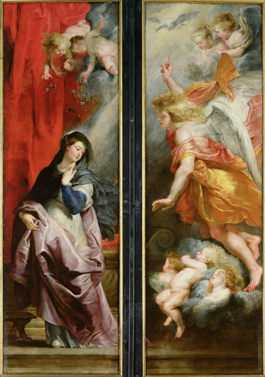 A Anunciação, do reverso do Tríptico do Martírio de Santo Estêvão, c.1617 de Peter Paul Rubens