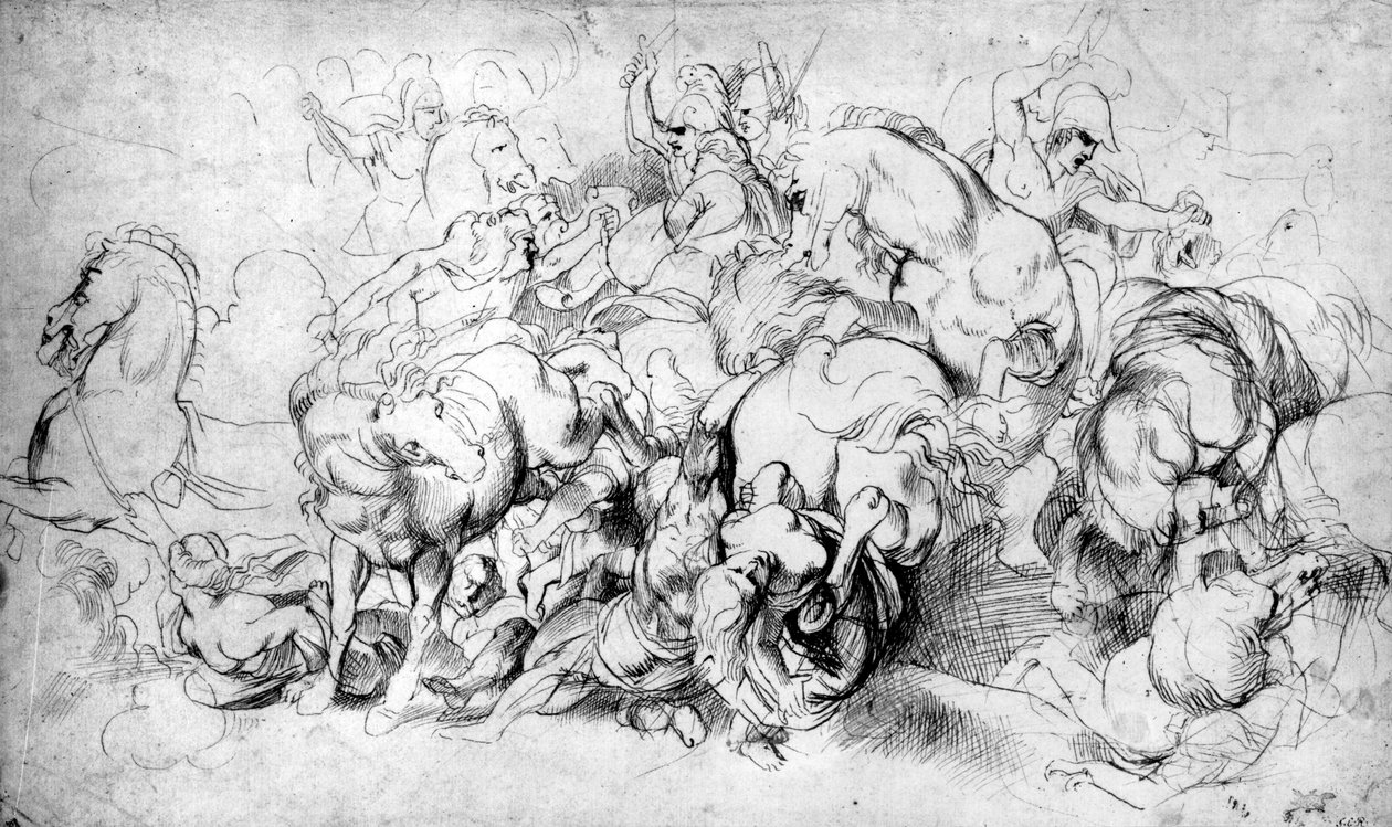 A batalha entre os gregos e as amazonas, c.1602-04 de Peter Paul Rubens