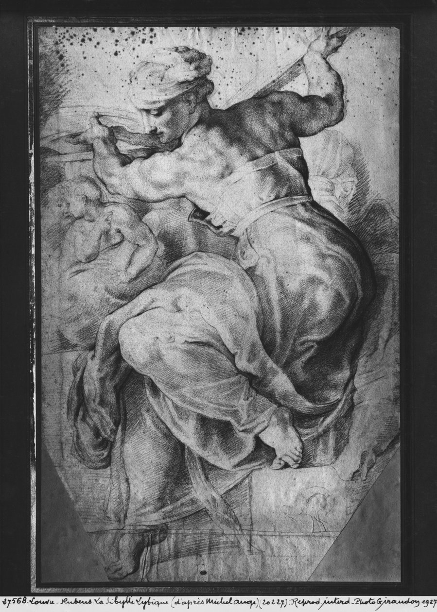 A Sibila da Líbia, depois de Michelangelo Buonarroti (pierre noire e giz vermelho sobre papel) de Peter Paul Rubens