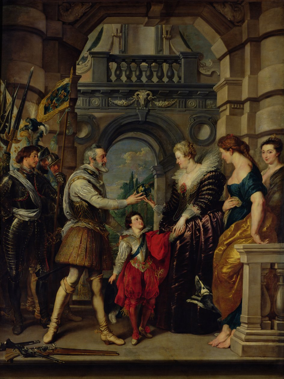 O Ciclo Médici: Henri IV (1553-1610) partindo para a guerra na Alemanha e concedendo o governo de seu reino a Maria de Médicis (1573-1642) 20 de março de 1610, 1621-25 de Peter Paul Rubens