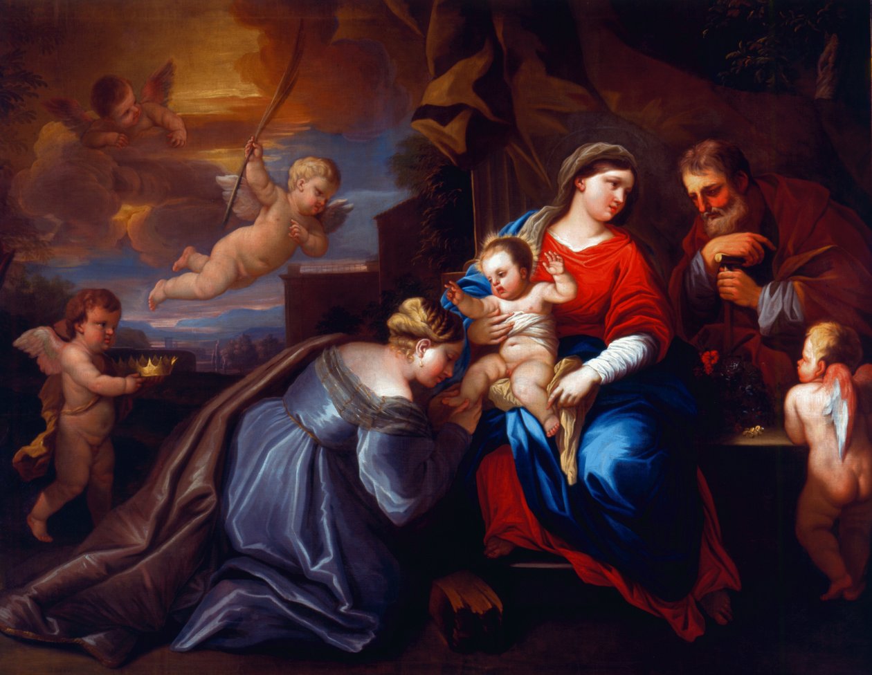 O Casamento Místico de Santa Catarina em uma Composição Giordano de Peter Paul Rubens