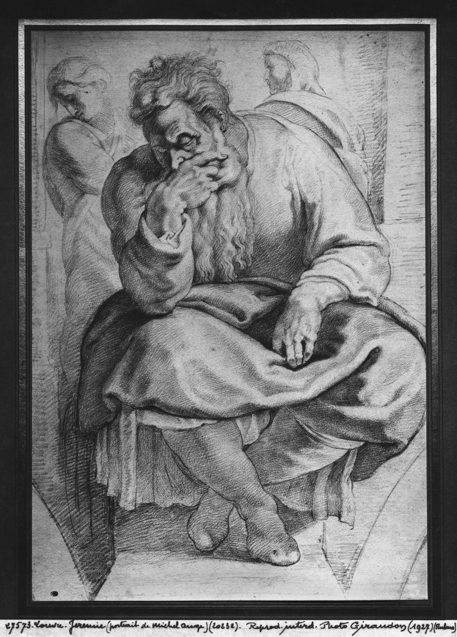 O Profeta Jeremias, depois de Michelangelo Buonarroti (Pierre Noire e Giz Vermelho sobre Papel) de Peter Paul Rubens