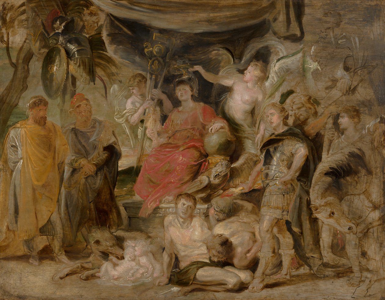 O triunfo de Roma: O jovem imperador Constantino honrando Roma, c.1622-23 de Peter Paul Rubens