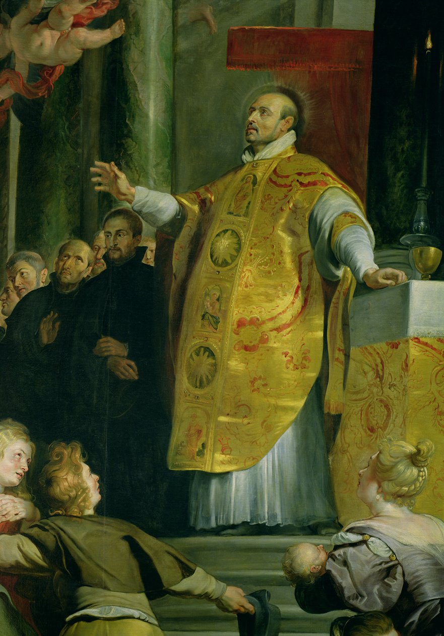 A visão de Santo Inácio de Loyola (c.1491-1556) detalhe do santo, 1617-18 de Peter Paul Rubens