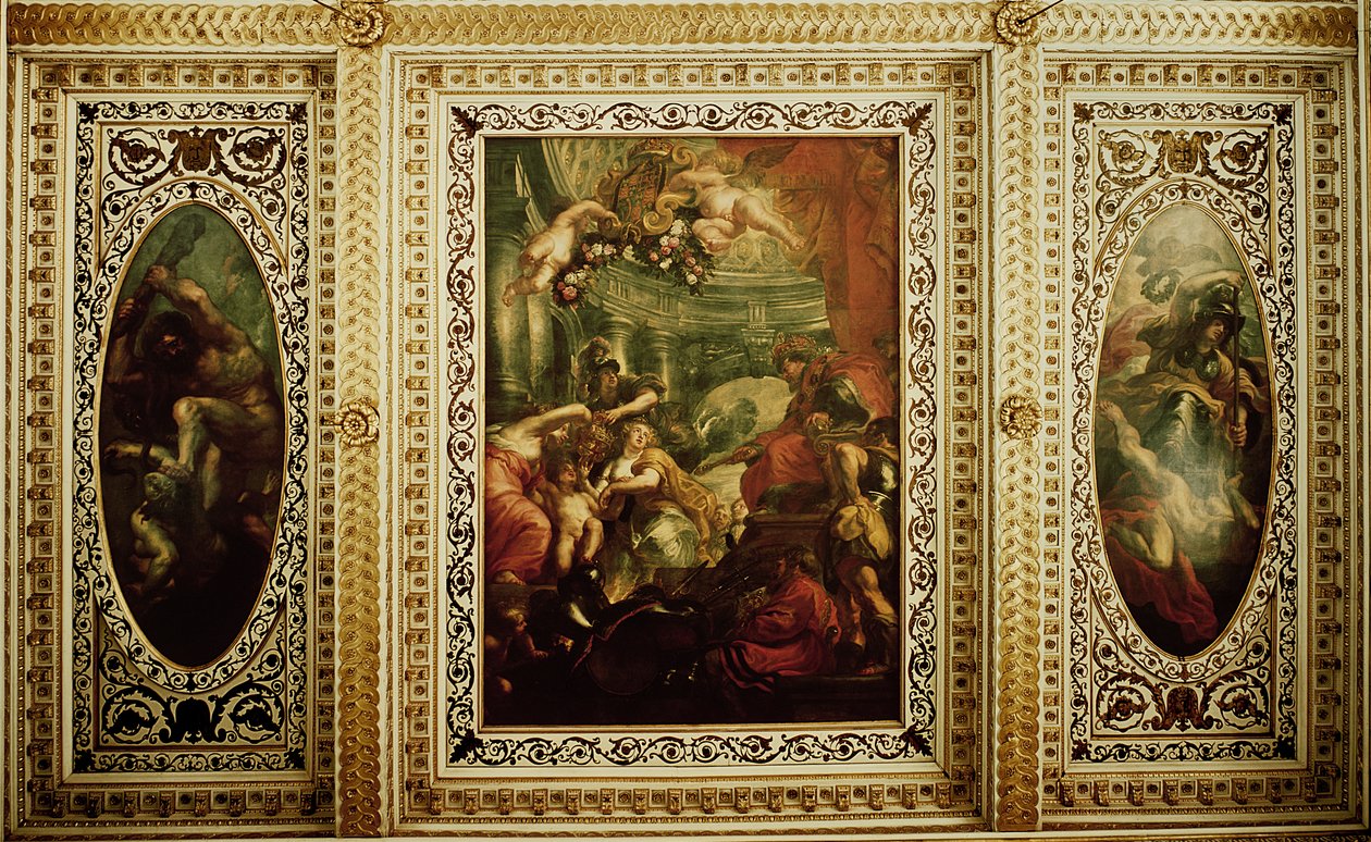 O Teto de Whitehall: A Unificação das Coroas, 1632-34 de Peter Paul Rubens