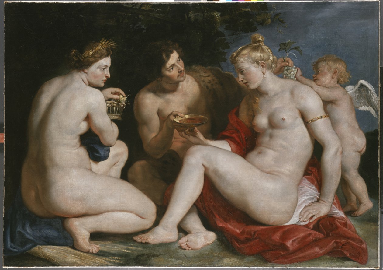 Venus, Cupido, Baco e Ceres, c.1612-13 de Peter Paul Rubens