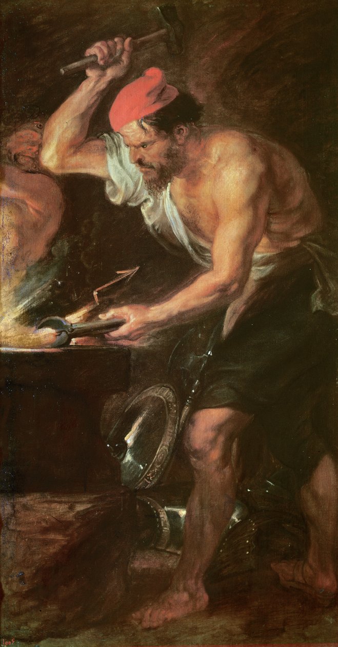 Vulcan forjando os parafusos de iluminação de Júpiter, 1636-38 de Peter Paul Rubens