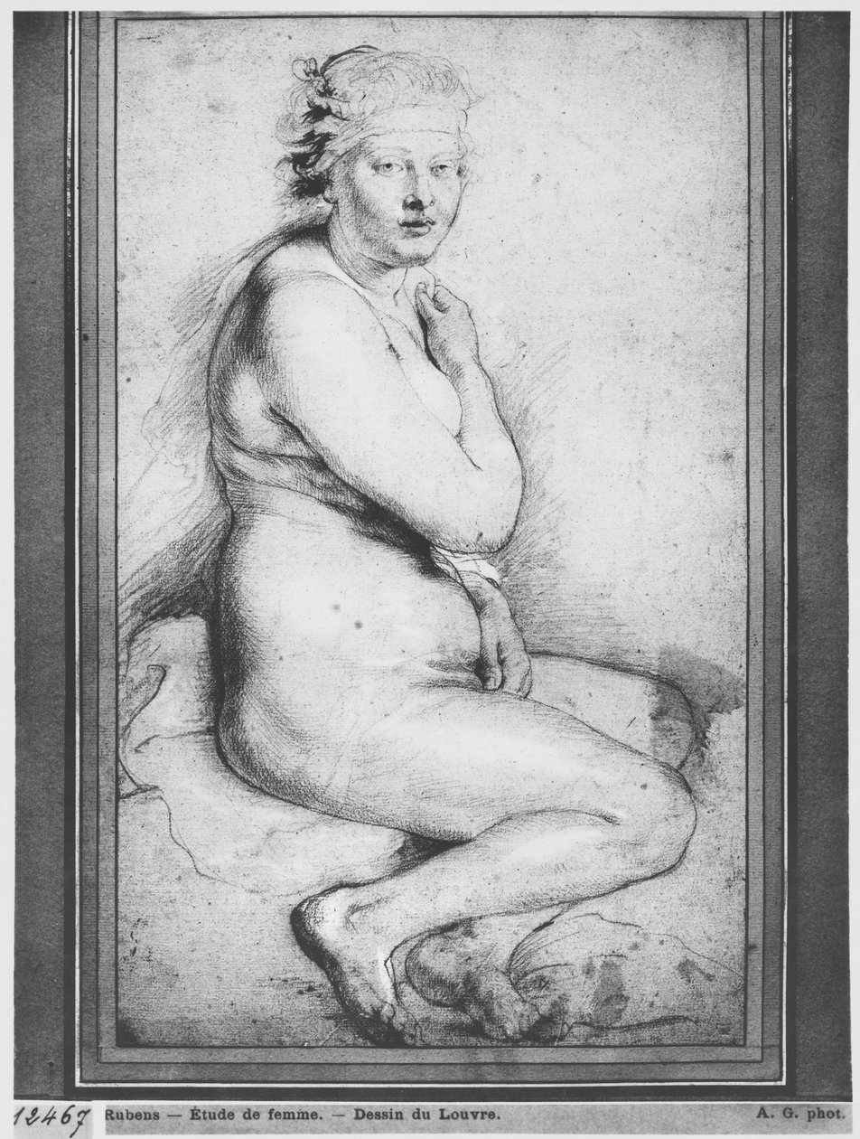 Jovem mulher nua, sentada, virada para a direita de Peter Paul Rubens