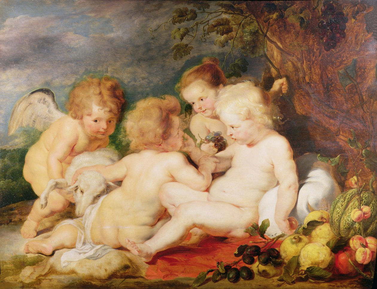 Cristo, São João, um anjo e uma garotinha de Peter Paul Rubens