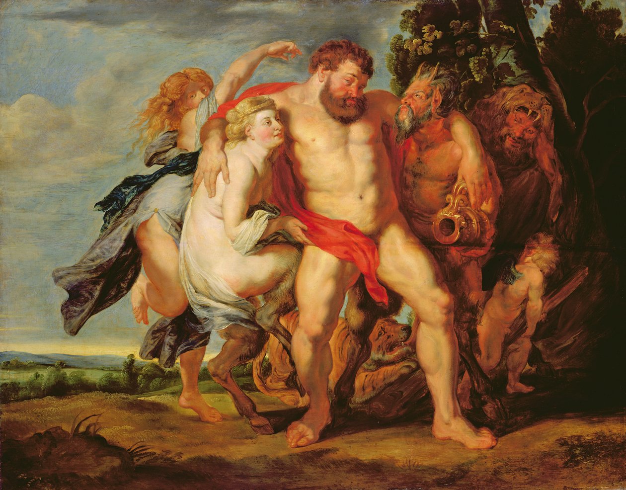 Hercules bêbado (óleo em carvalho) de Peter Paul studio of Rubens