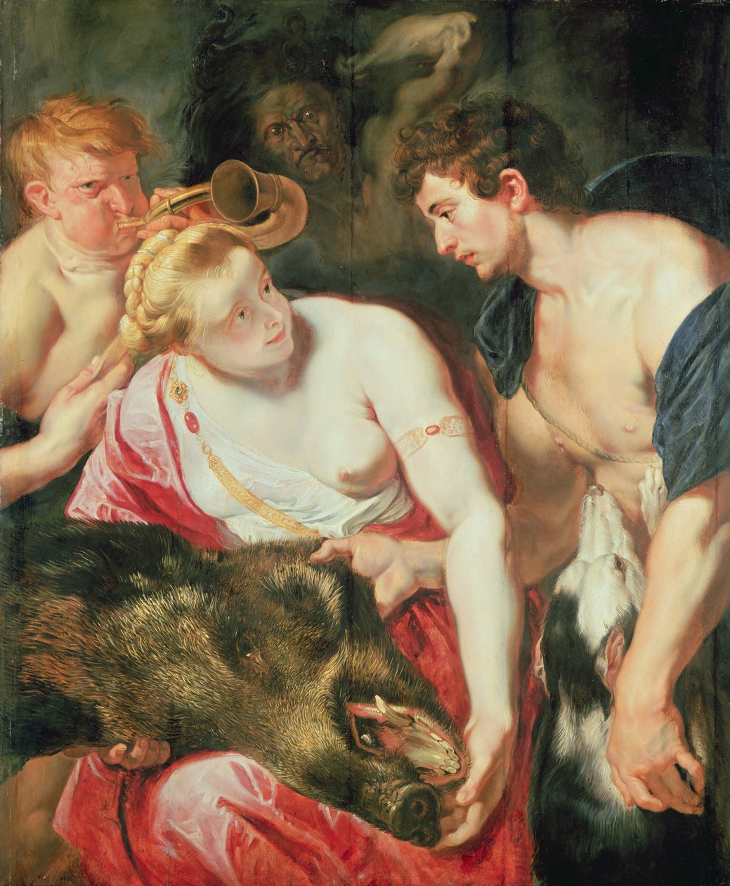 Meleagro e Atalanta (óleo sobre painel de carvalho) de Peter Paul studio of Rubens
