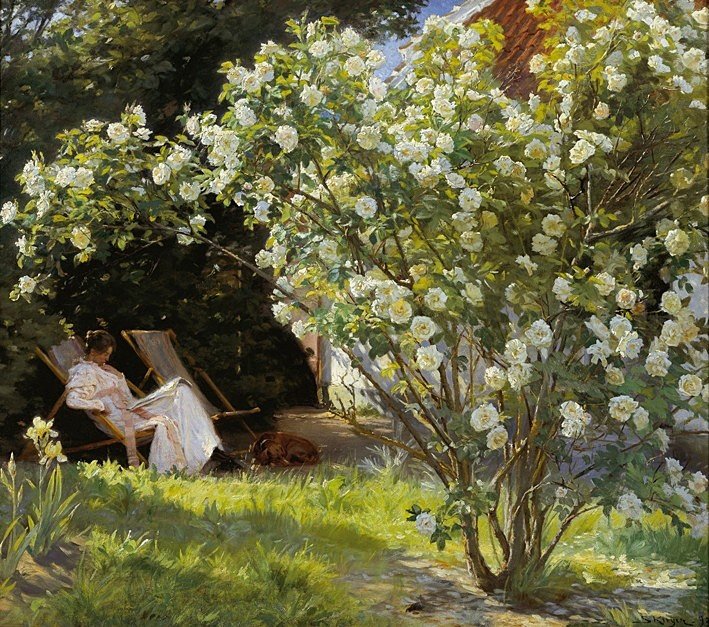 Marie em uma espreguiçadeira, lendo de Peder Severin Krøyer