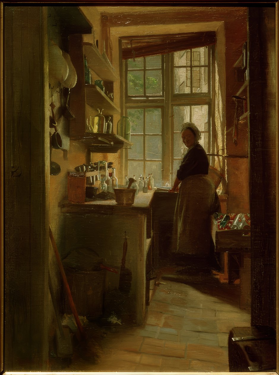 Uma sala de lavagem de garrafas para a farmácia de Peter Vilhelm Ilsted