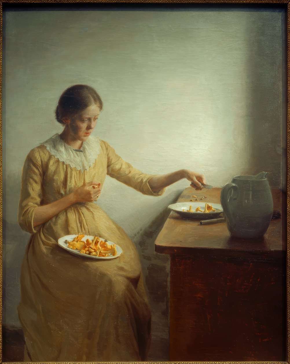 A menina limpa chanterelles de Peter Vilhelm Ilsted