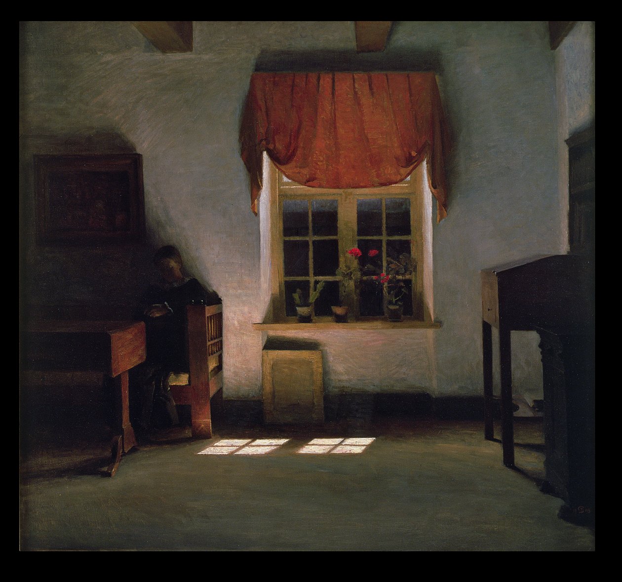 Mulher, leitura, em, um, iluminado, interior de Peter Vilhelm Ilsted