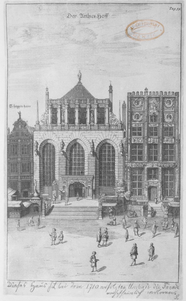 O Artus Court, 1687 (gravura em papel absorvente) de Peter Willer
