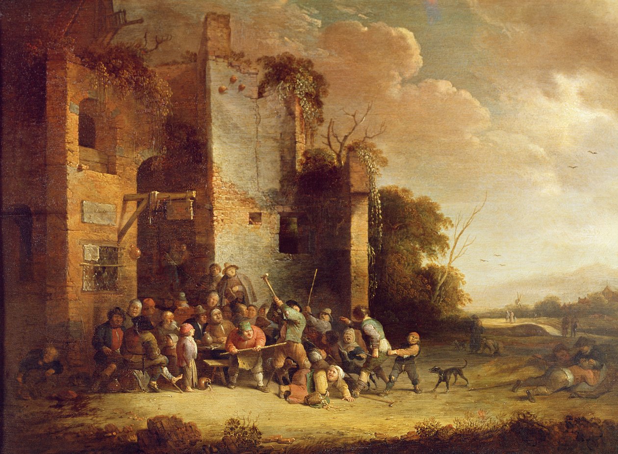 Boers holandeses brigando, século 17 de Peter de Bloot