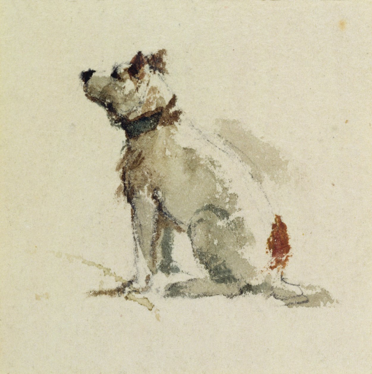 Um Terrier sentado à esquerda de Peter de Wint