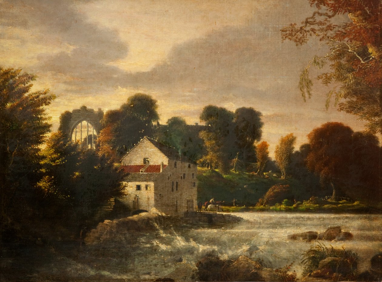 Um, Watermill, perto, Egglestone, abadia, durham, c.1814 de Peter de Wint