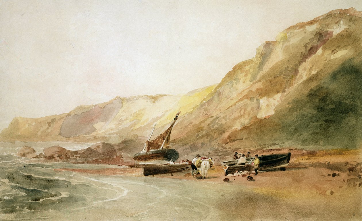 Na costa de Ventnor, Ilha de Wight (wc no papel) de Peter de Wint