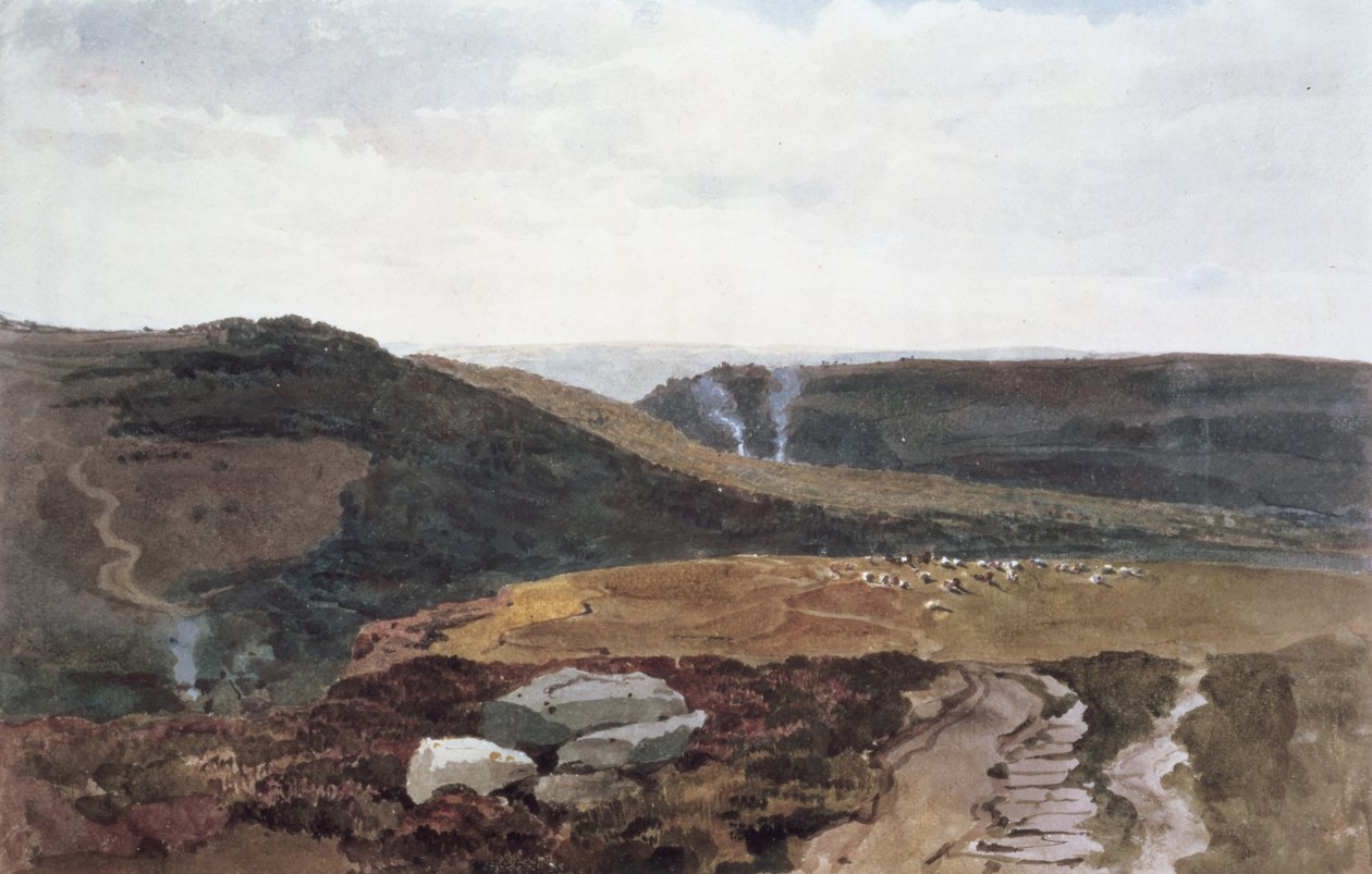 Yorkshire Fells, c.1840 (lápis e vaso sanitário) de Peter de Wint