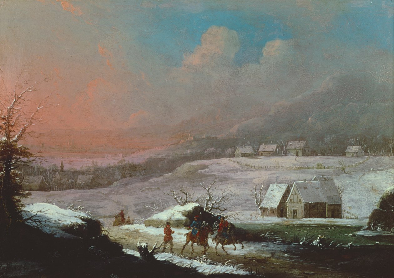 Paisagem de inverno alemã, século XVIII de Peter von Bemmel