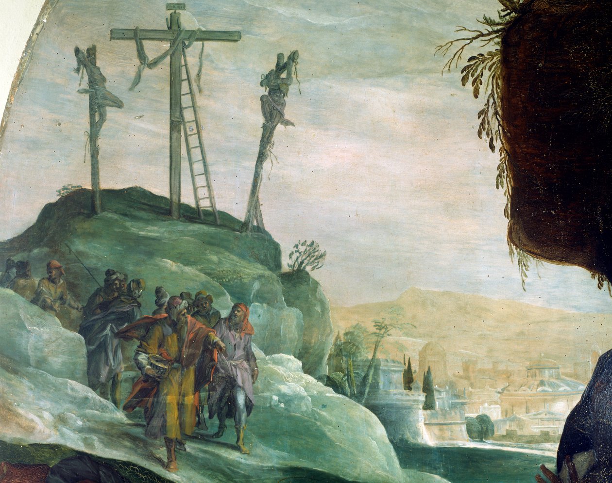 Calvário, detalhe de Deposição de Cruz por Peter Candid (1548-1628), óleo sobre tela, 294x177 cm de Peter (1548 1628) Candid
