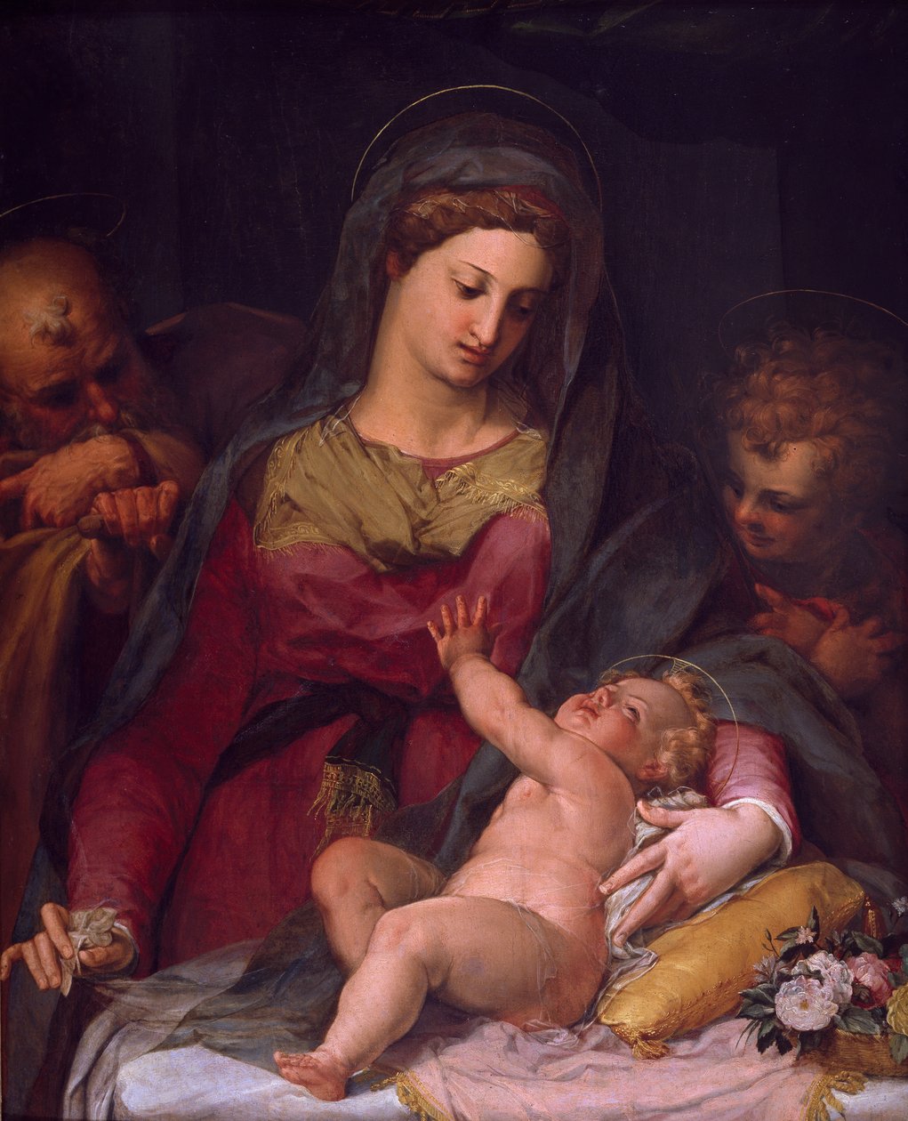 Sagrada Família com São João de Pedro Candidato (1548-1628), óleo sobre painel de Peter (1548 1628) Candid