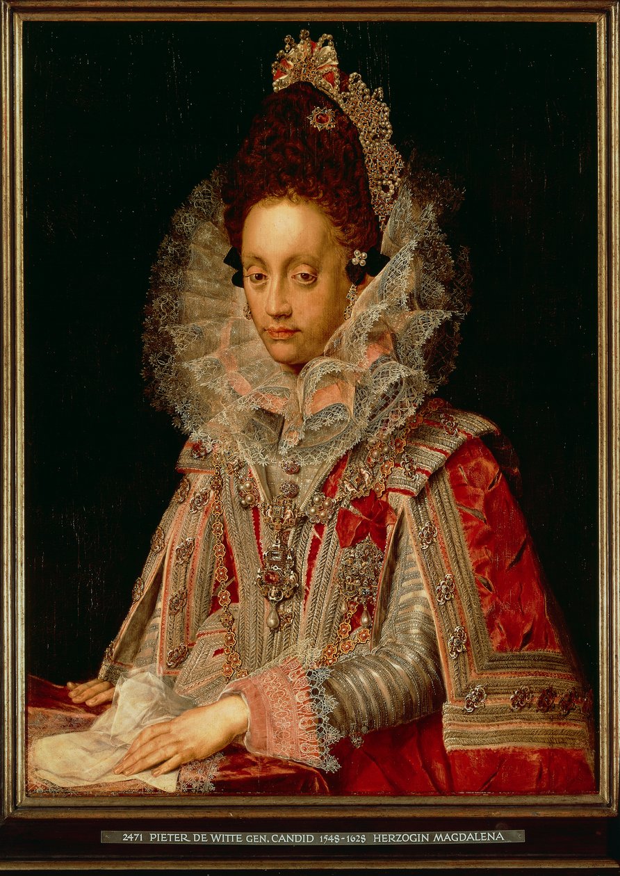 Retrato da Duquesa Madalena, c.1613 (óleo sobre painel) de Peter Candid