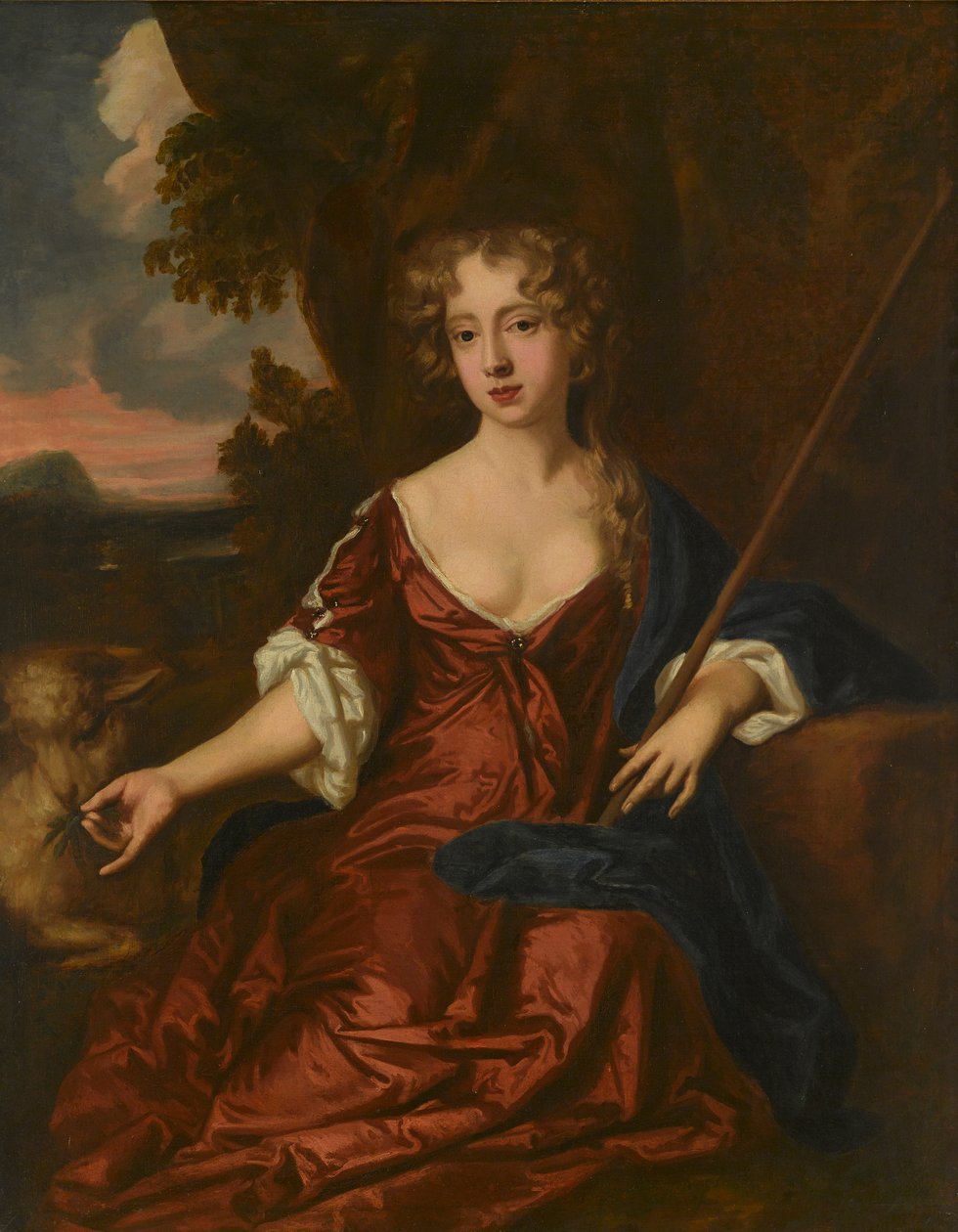 Retrato de uma senhora, dita ser Nell Gwynne como pastora (óleo sobre tela) de Peter (circle of) Lely