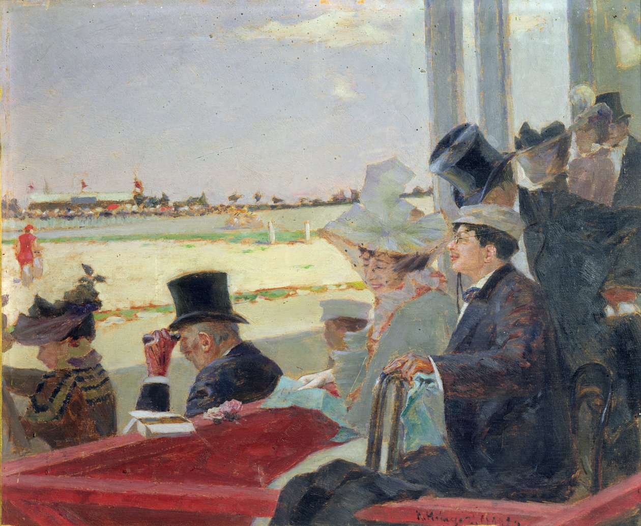 Corrida de cavalos, 1902 (óleo sobre madeira) de Peter Alexandrovich Nilus