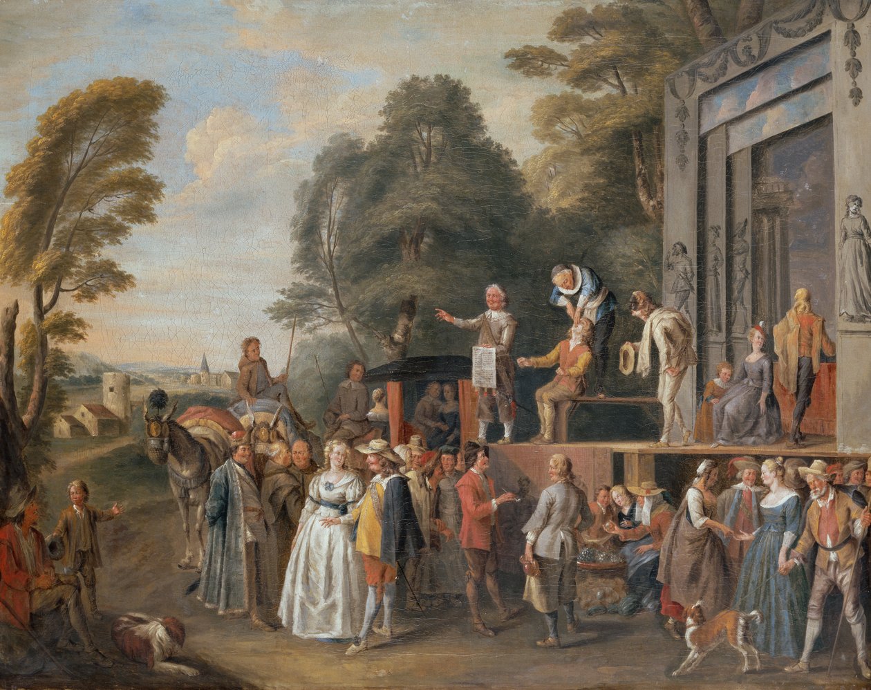 The Charlatans, an Outdoor Theatre (óleo sobre tela) de Peter Angelis